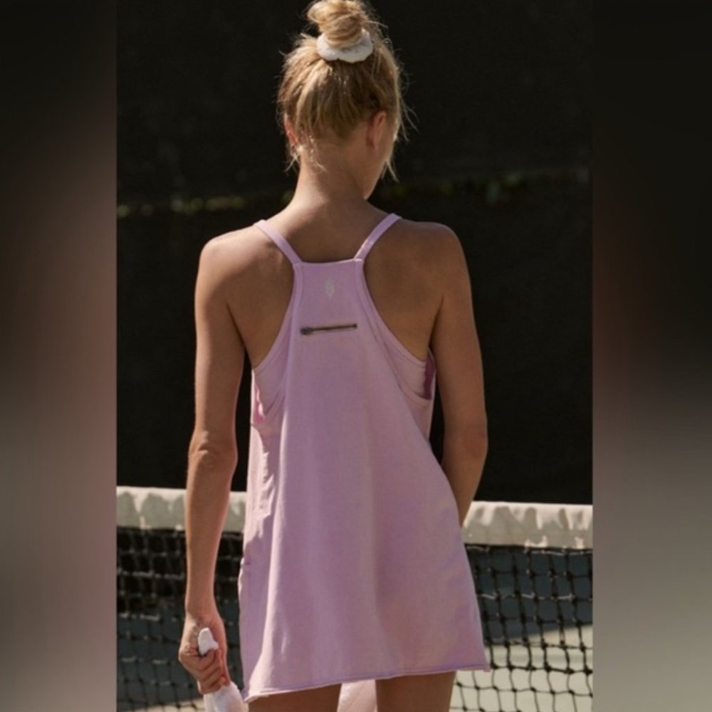 Free People Hot Shot Mini Dress with Built in Shorts Bright Orchid Pink - Large - Picture 3 of 7